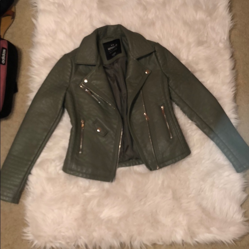 Olive green leather jacket